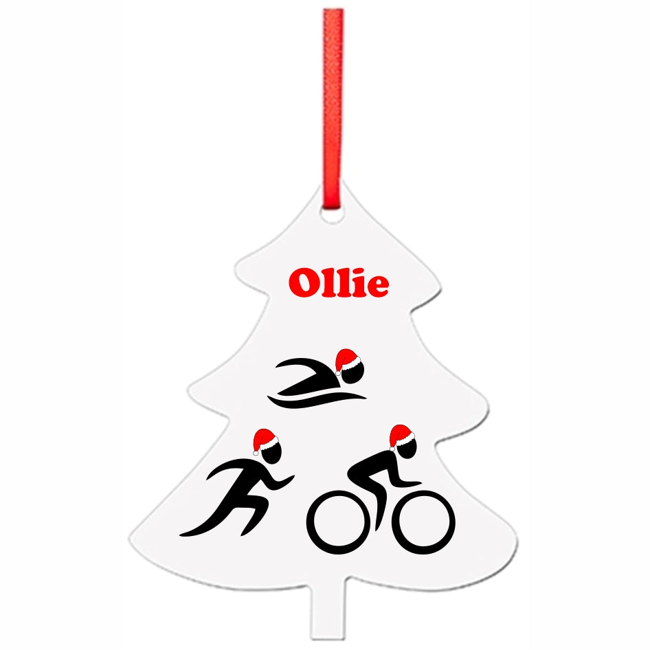 Christmas Triathlon Hanging Ornament