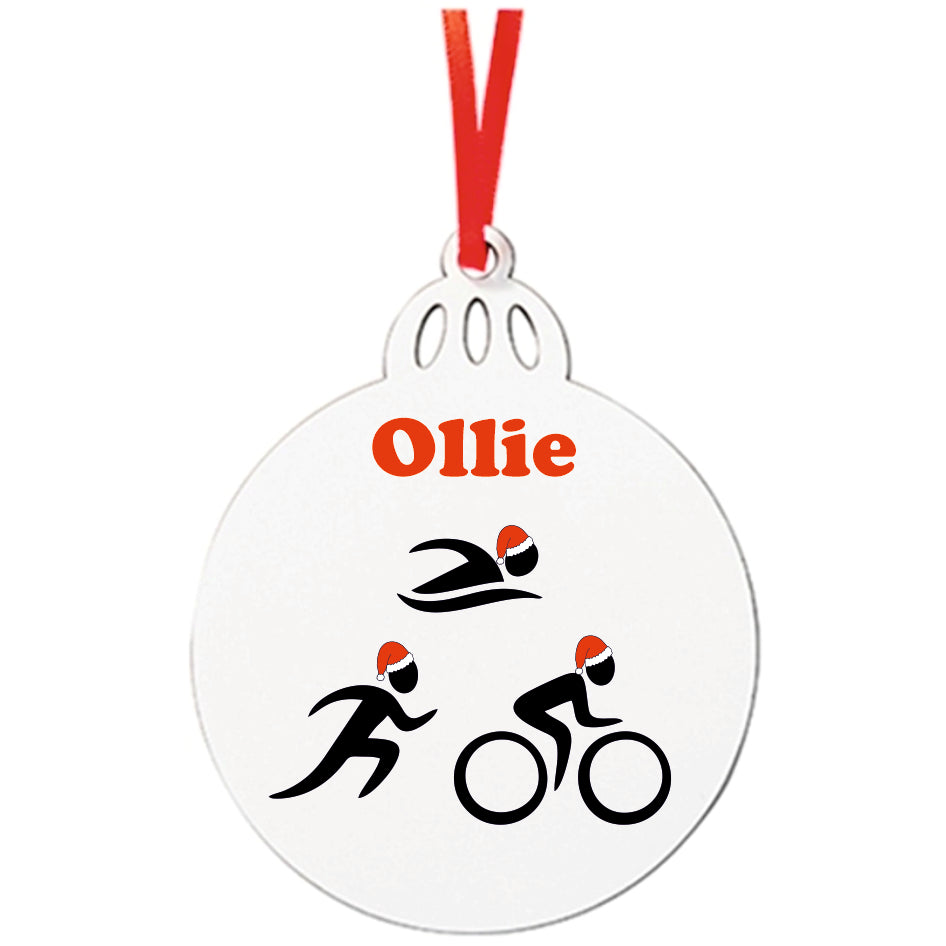 Christmas Triathlon Hanging Ornament