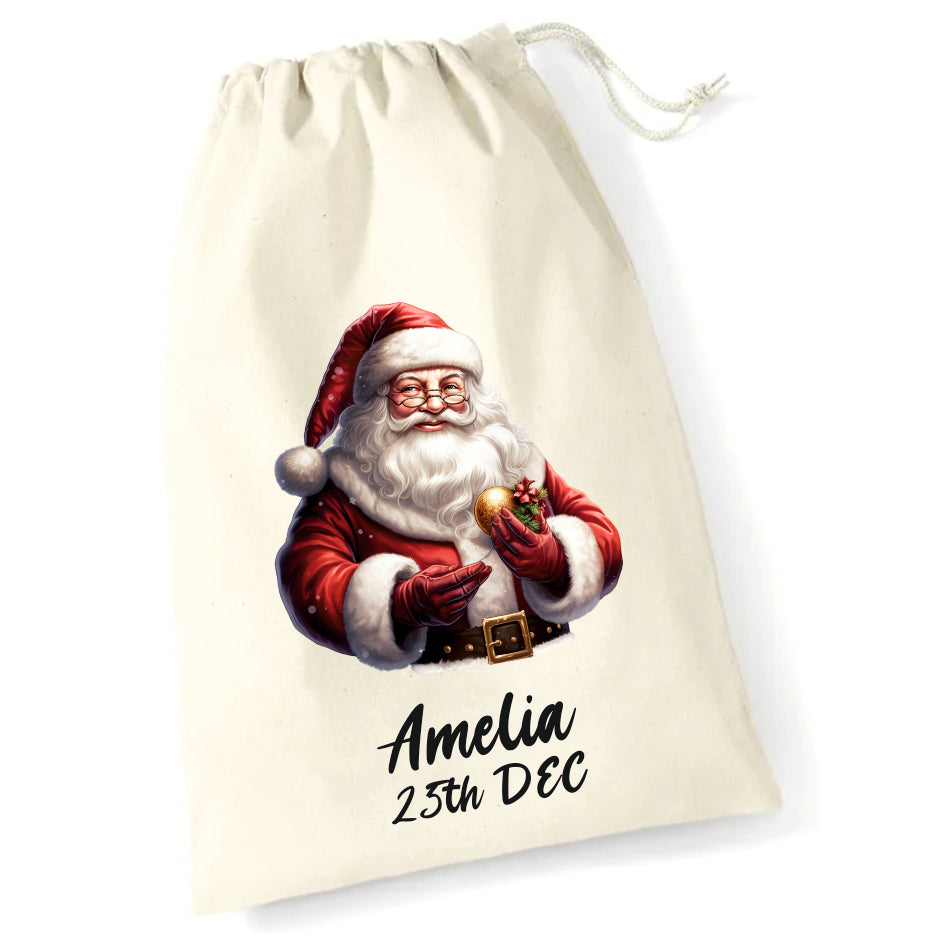Santa Drawstring Cotton Bag