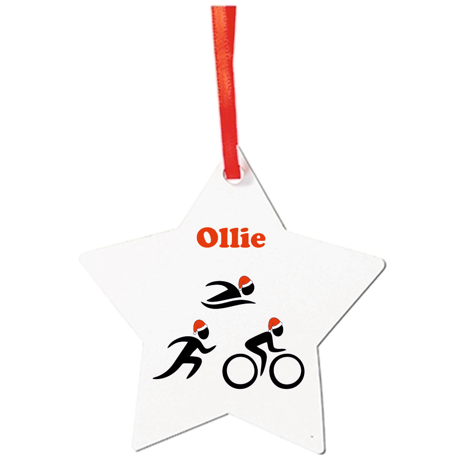 Christmas Triathlon Hanging Ornament