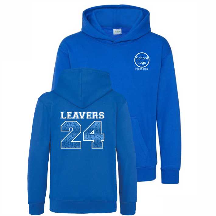 School Leavers Hoodie Royal Blue Blade Print